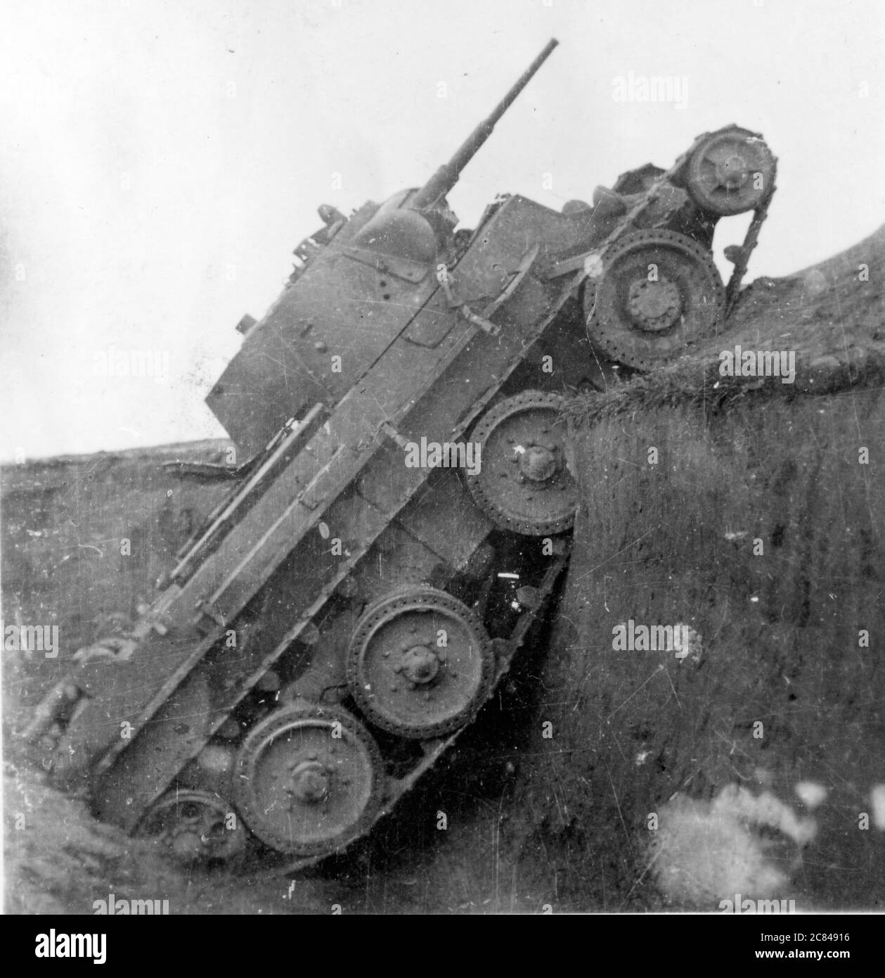 WW2 - barbarossa operation, abandoned T 34 russian panzer tank Stock Photo