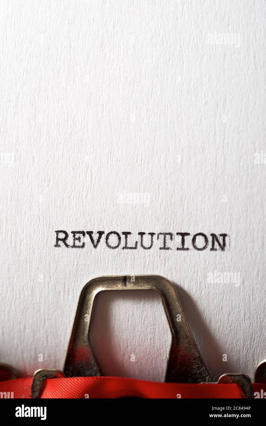Revolution word written with a typewriter. Stock Photo