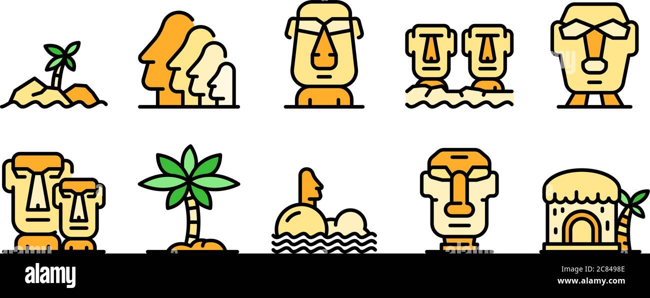 Easter Island icons vector flat Stock Vector