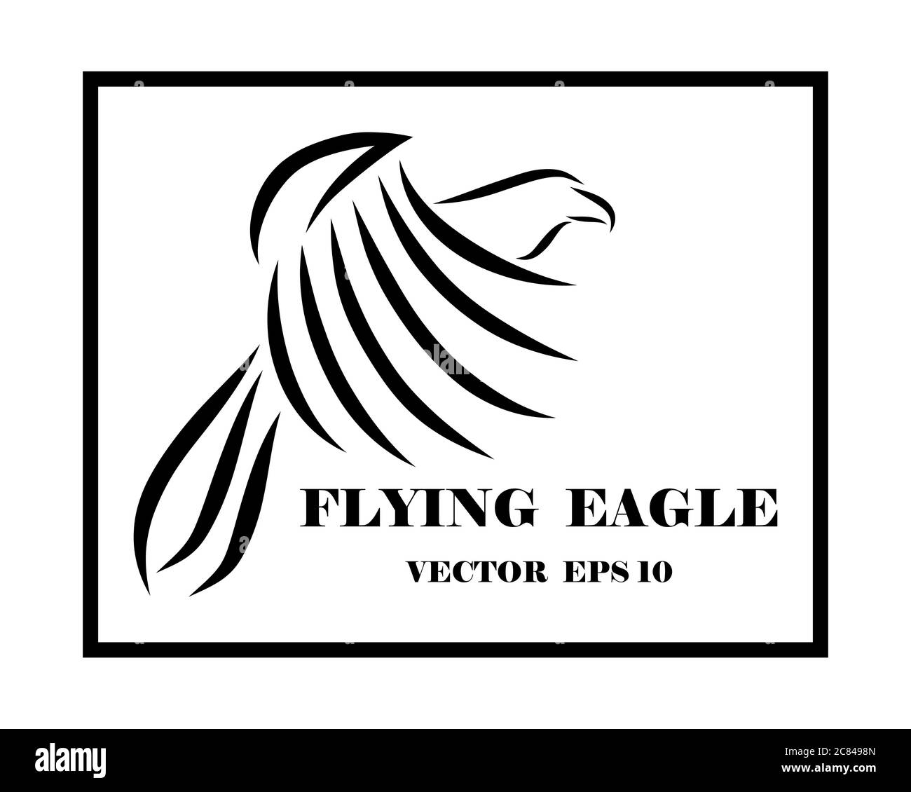 Line art vector logo of eagle that is flying. It surround by a square ...