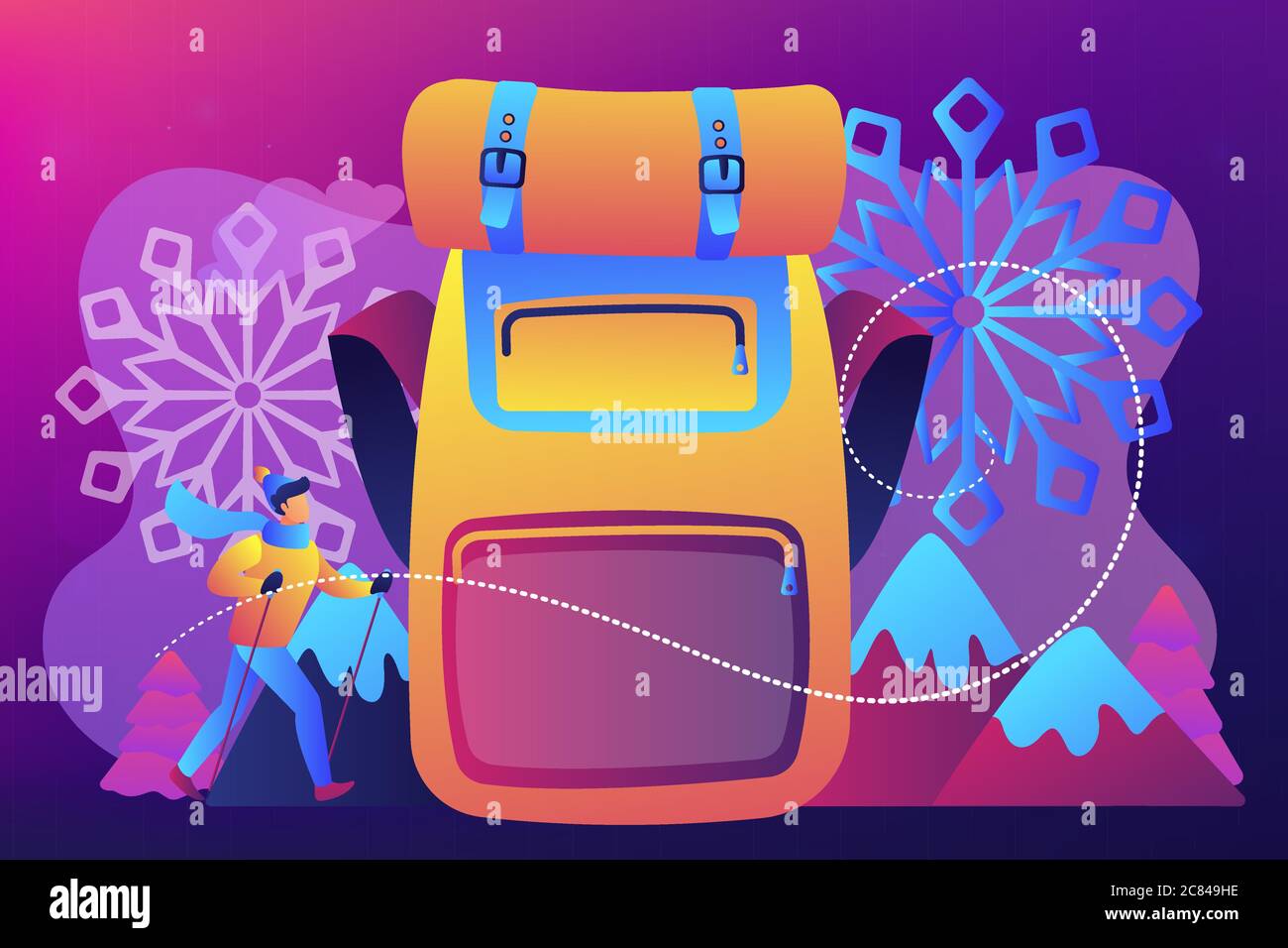 Winter hiking concept vector illustration Stock Vector Image & Art - Alamy