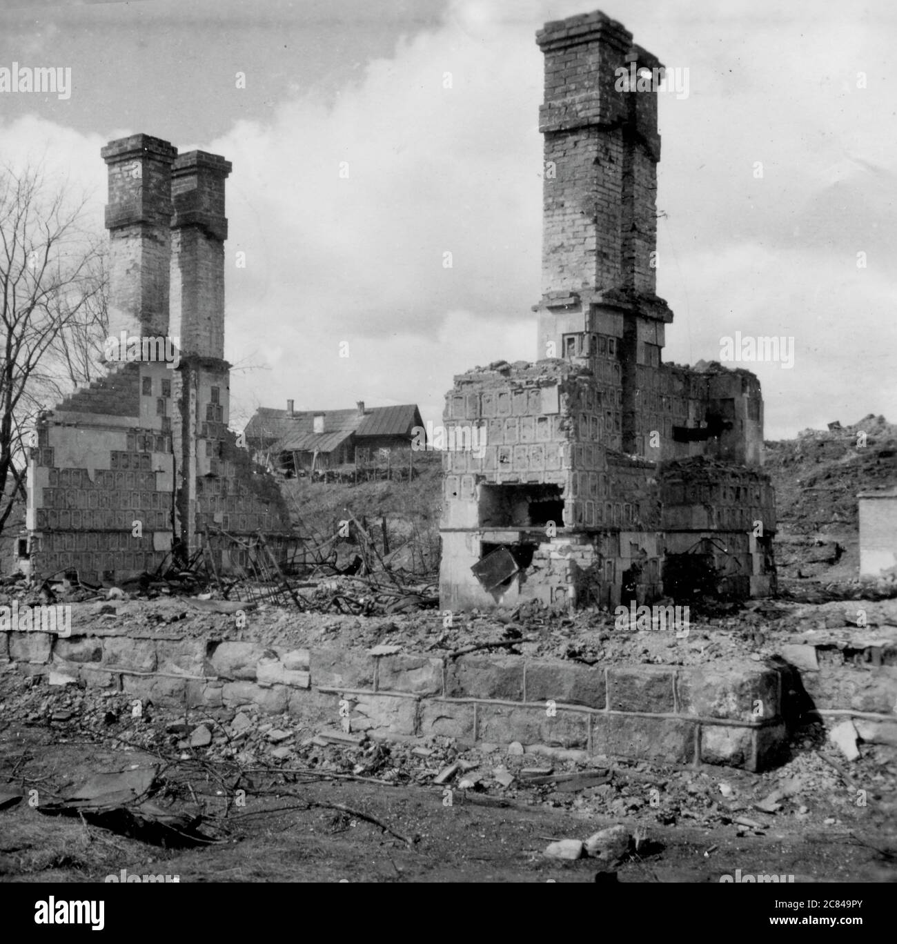 Barbarossa operation - Ruins in Vitebsk (Witebsk) city in northeast Belarus - near Minsk Stock Photo