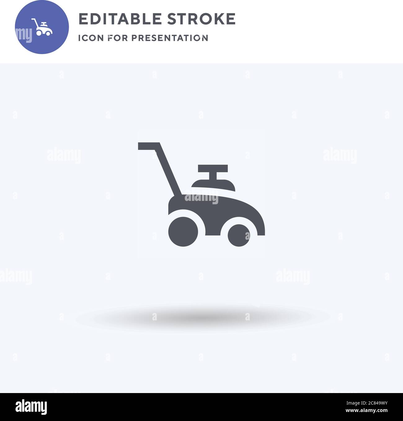 Lawn Mower icon vector, filled flat sign, solid pictogram isolated on white, logo illustration. Lawn Mower icon for presentation. Stock Vector