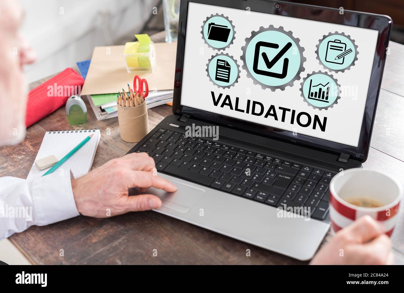 Validation concept shown on a laptop screen Stock Photo