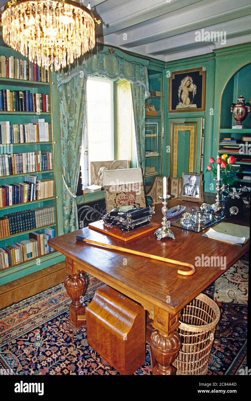 Interior view of the study at Selma Lagerloefs house Marbacka, Vaermland, Sweden, Europe Stock Photo