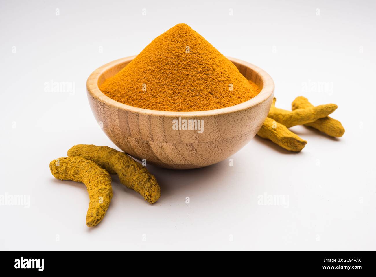 Organic Dry turmeric or Haldi powder also known as curcuma longa linn ...