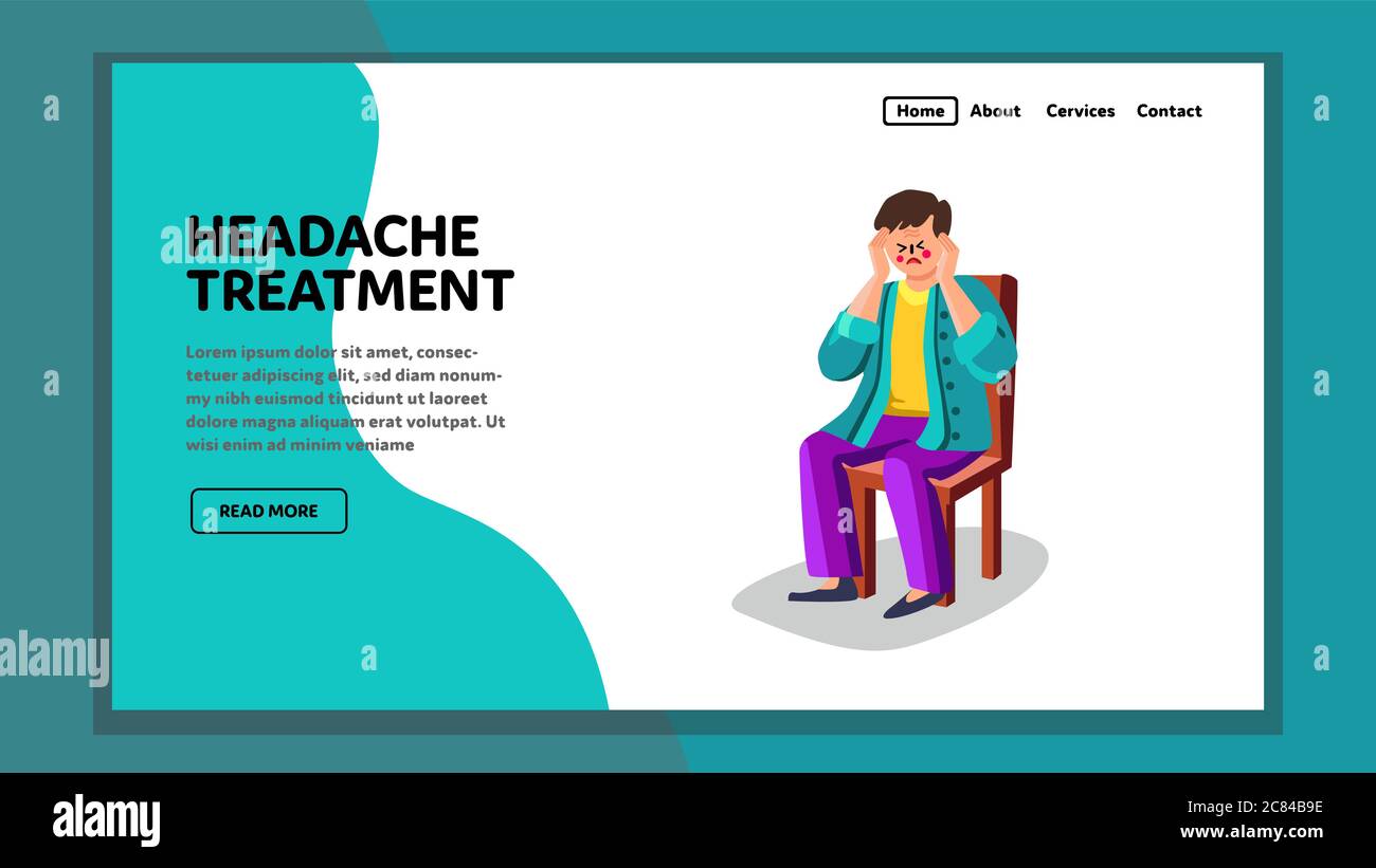 Headache Treatment Disease Patient Man Vector Stock Vector Image & Art ...