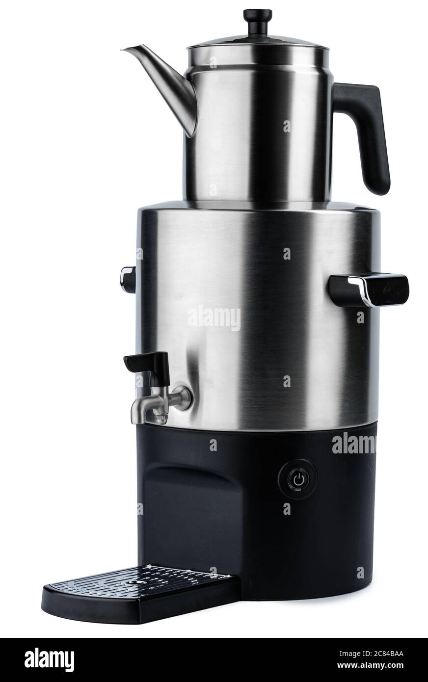 Metal double tea kettle isolated on white Stock Photo Alamy