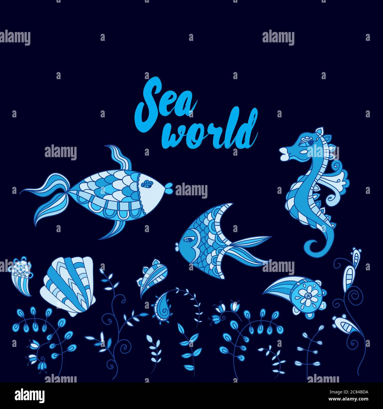 Collection of doodle sea and marine patterns Stock Vector Image & Art ...