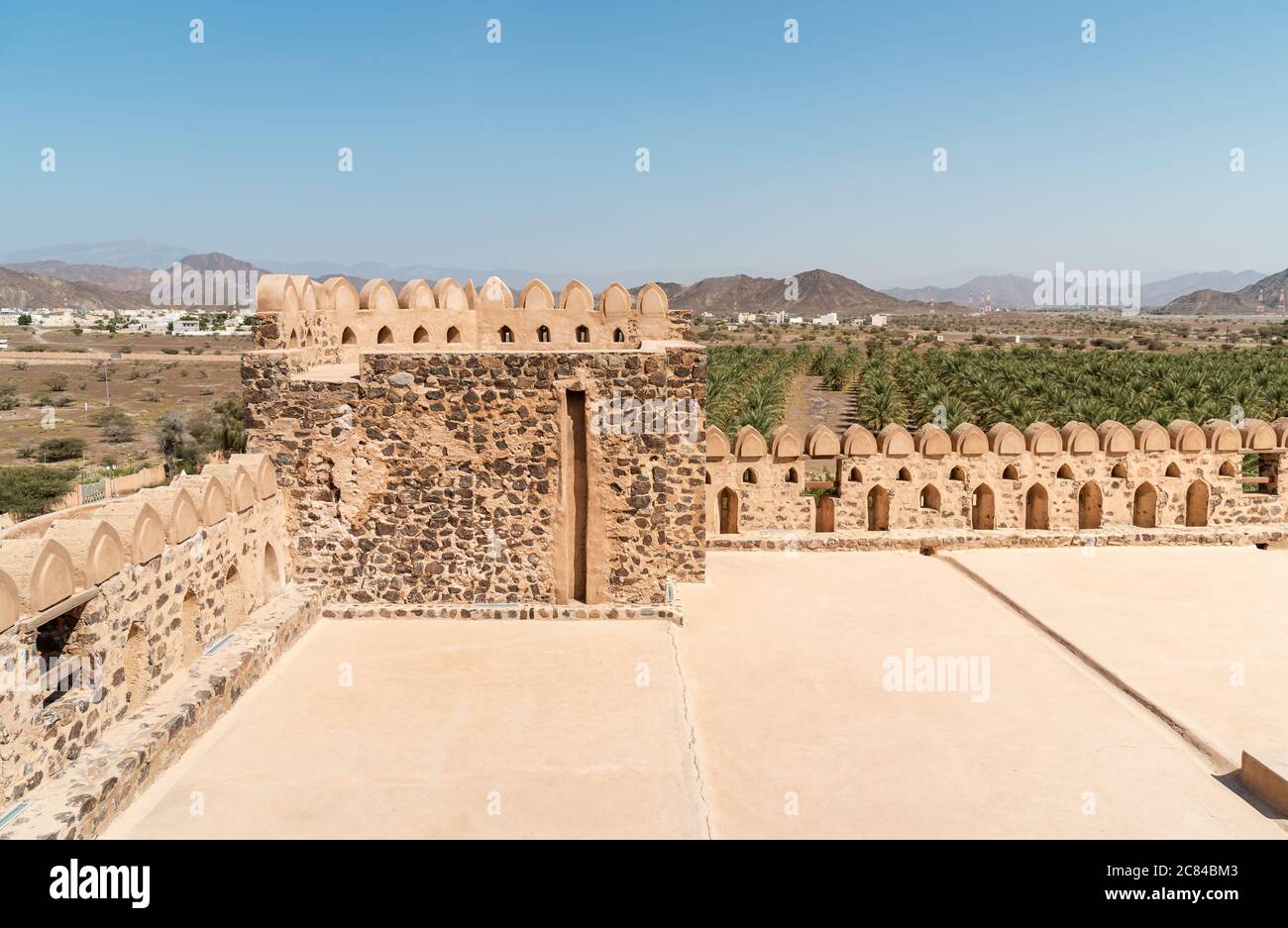 Terrace of the Jabreen Castle in Bahla, Sultanate of Oman Stock Photo ...