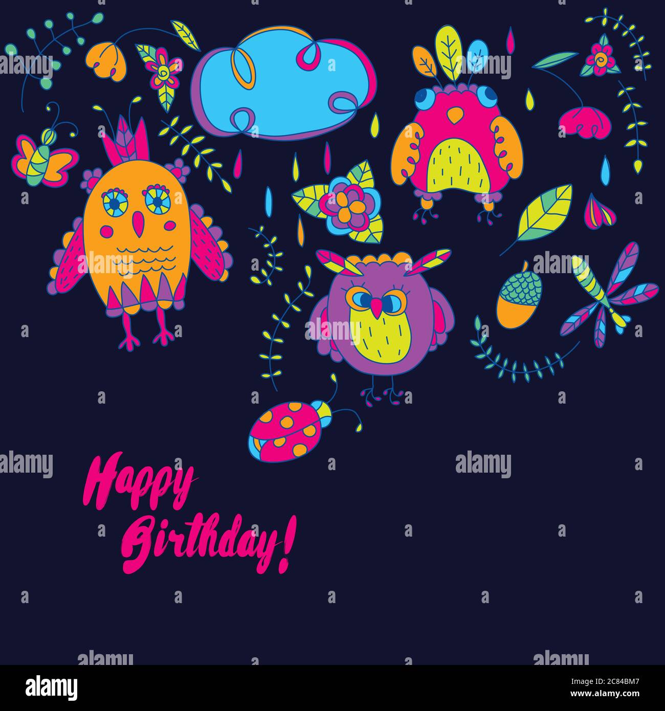 Vector illustration with funny owls Stock Vector Image & Art - Alamy