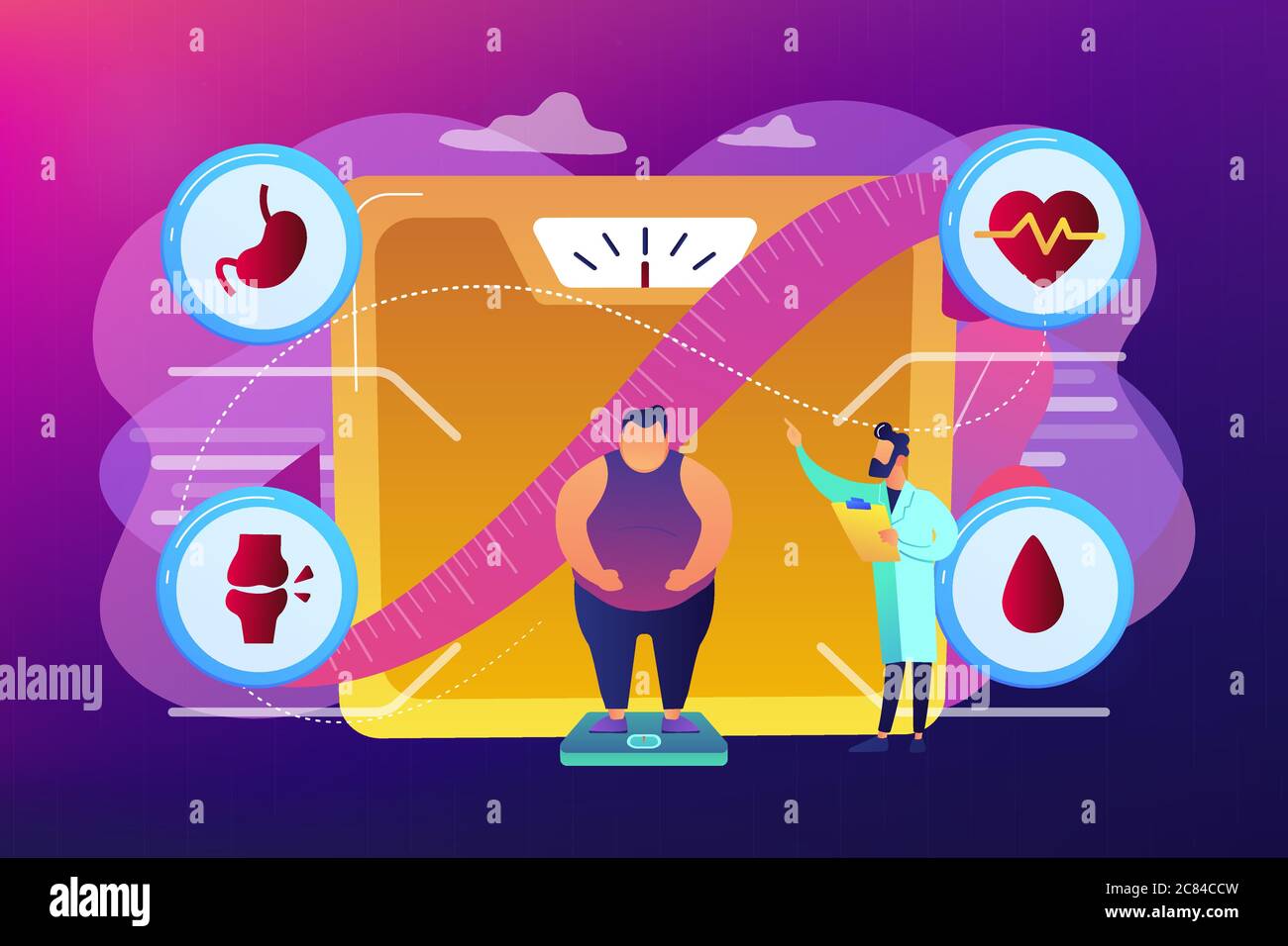 Weight Problems Obesity health problem concept vector illustration Stock Vector Image ...