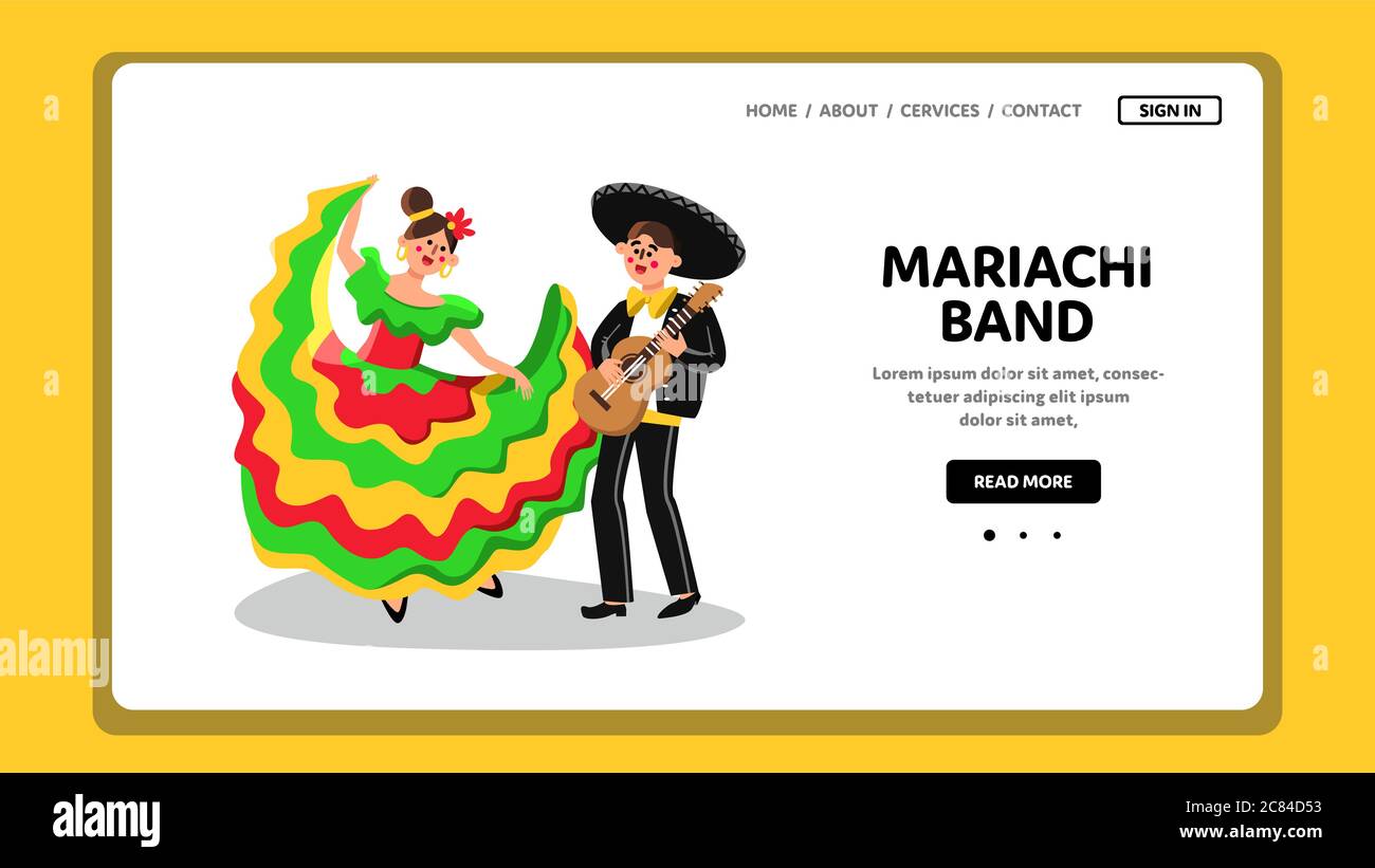Mariachi Band Performing Music And Dancing Vector Stock Vector Image ...