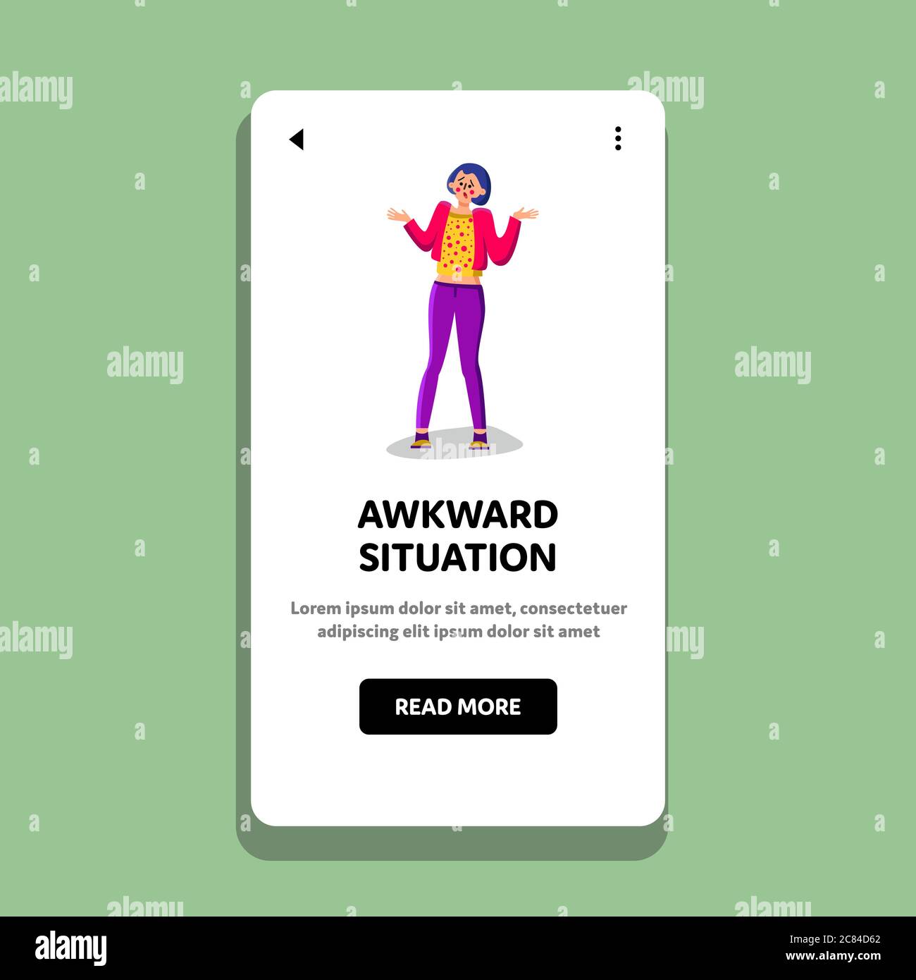 Awkward Situation Startled And Unsure Girl Vector Stock Vector