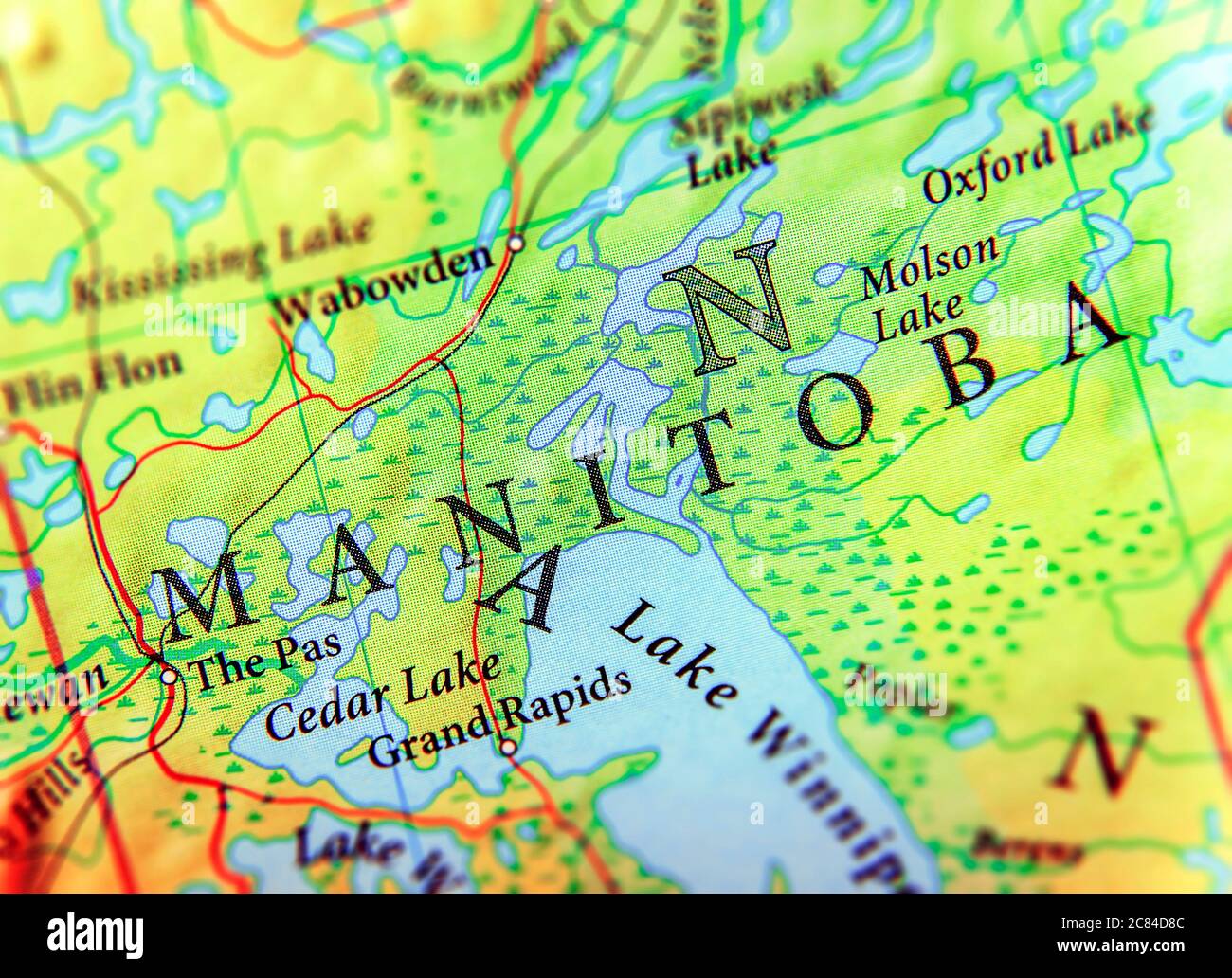Geographic map of Canada state Manitoba Stock Photo