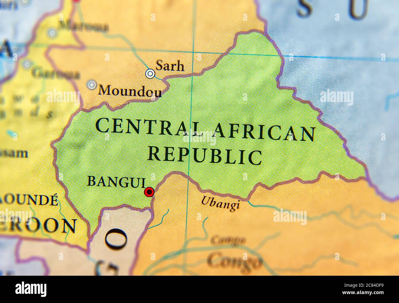 Geographic map of Central African Republic country with important
