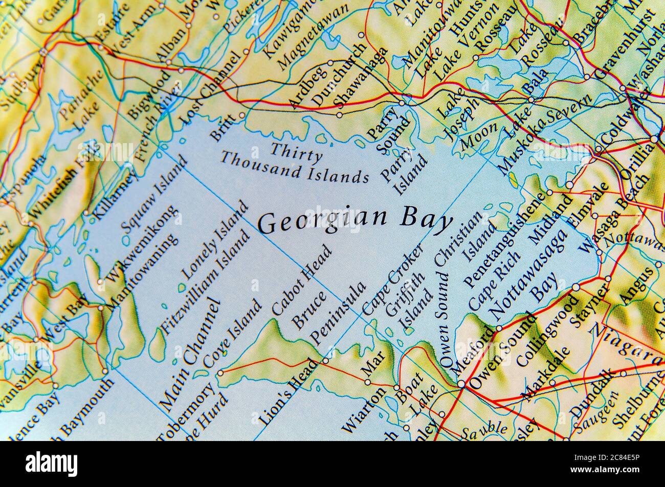 Map of Georgian Bay high-resolution stock photography