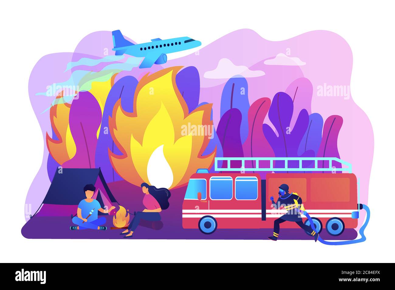 Prevention of wildfire concept vector illustration. Stock Vector
