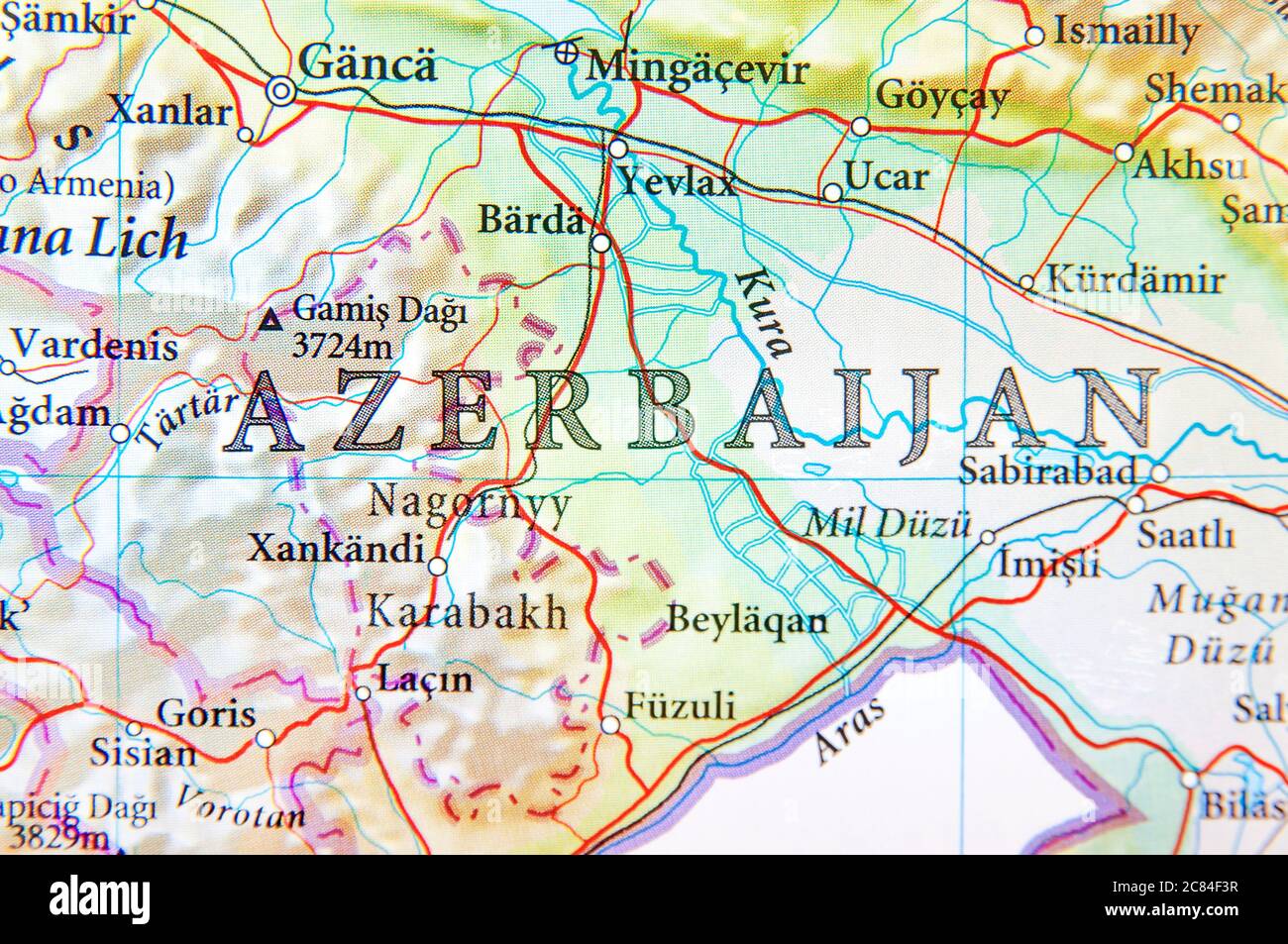 Geographic map of Azerbaijan with important cities Stock Photo - Alamy