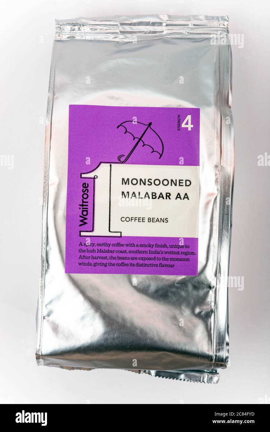 Waitrose 1 Monsooned Malabar coffee beans Stock Photo
