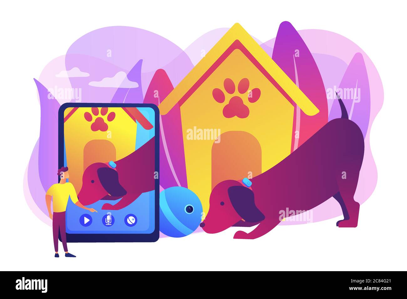 Robotic pet sitters concept vector illustration Stock Vector Image