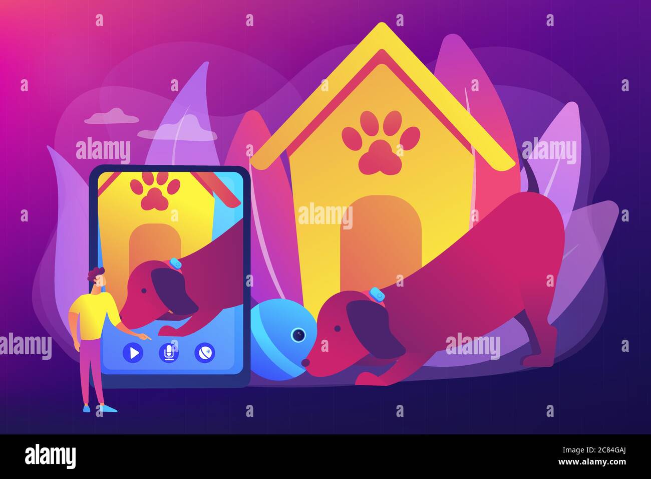 Robotic pet sitters concept vector illustration Stock Vector Image