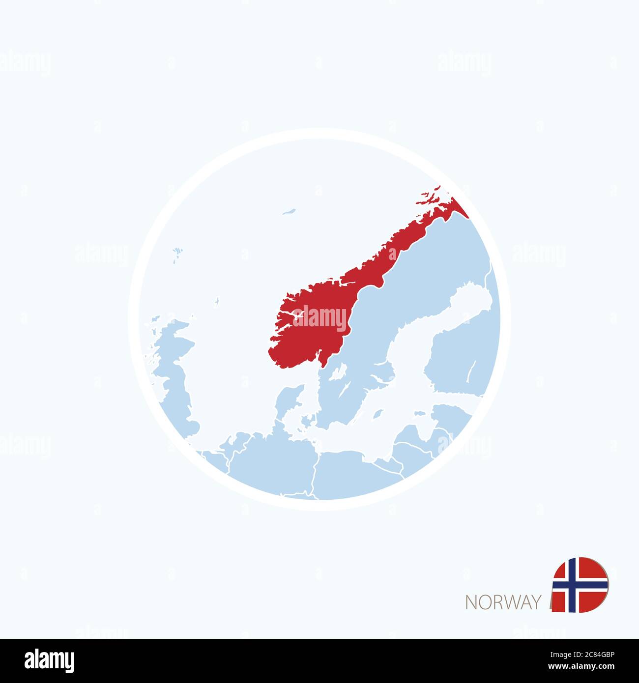 Map Icon Of Norway Blue Map Of Europe With Highlighted Norway In Red Color Vector Illustration Stock Vector Image Art Alamy