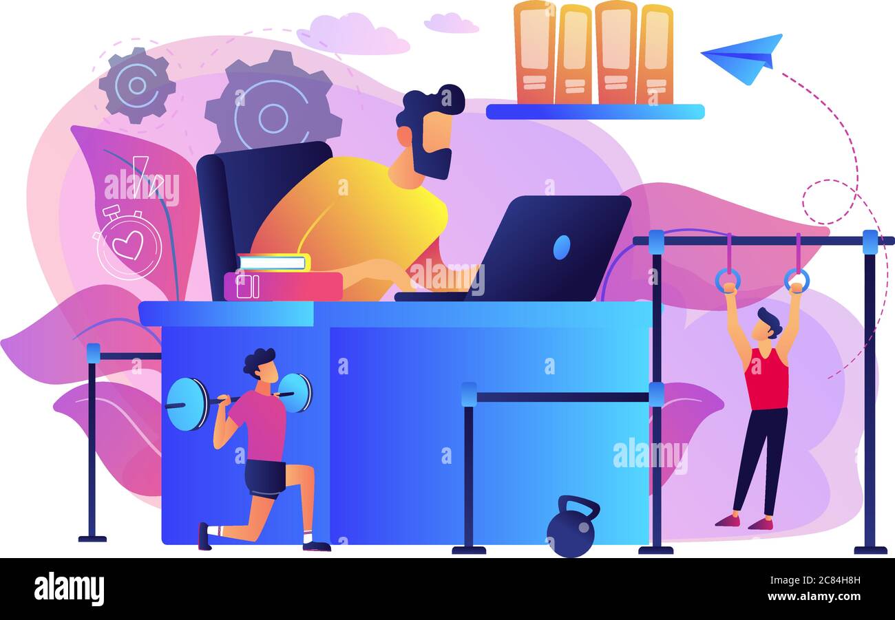 Fitness-focused workspace concept vector illustration Stock Vector ...
