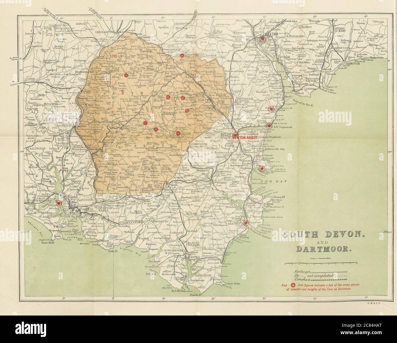 South Devon Tourist Map Newton Abbot As A Tourist Centre And Guide To South Devon. With Coloured Map  Of South Devon And Dartmoor, And Illust.jpg - 2C84Hat Stock Photo - Alamy