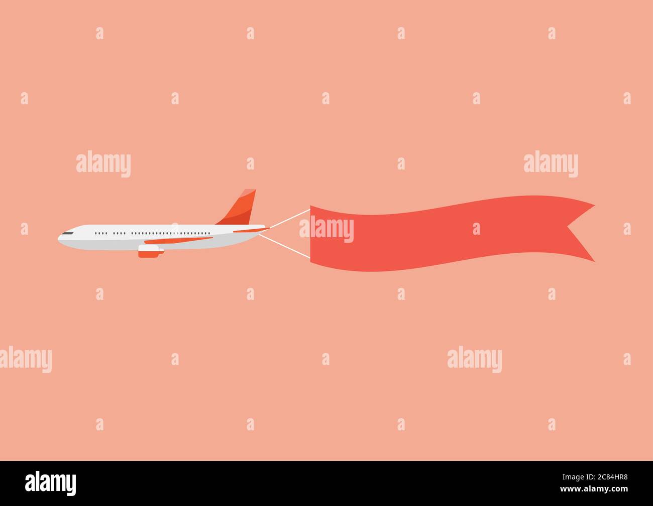 Airplane pulls the banner. Vector illustration Stock Vector