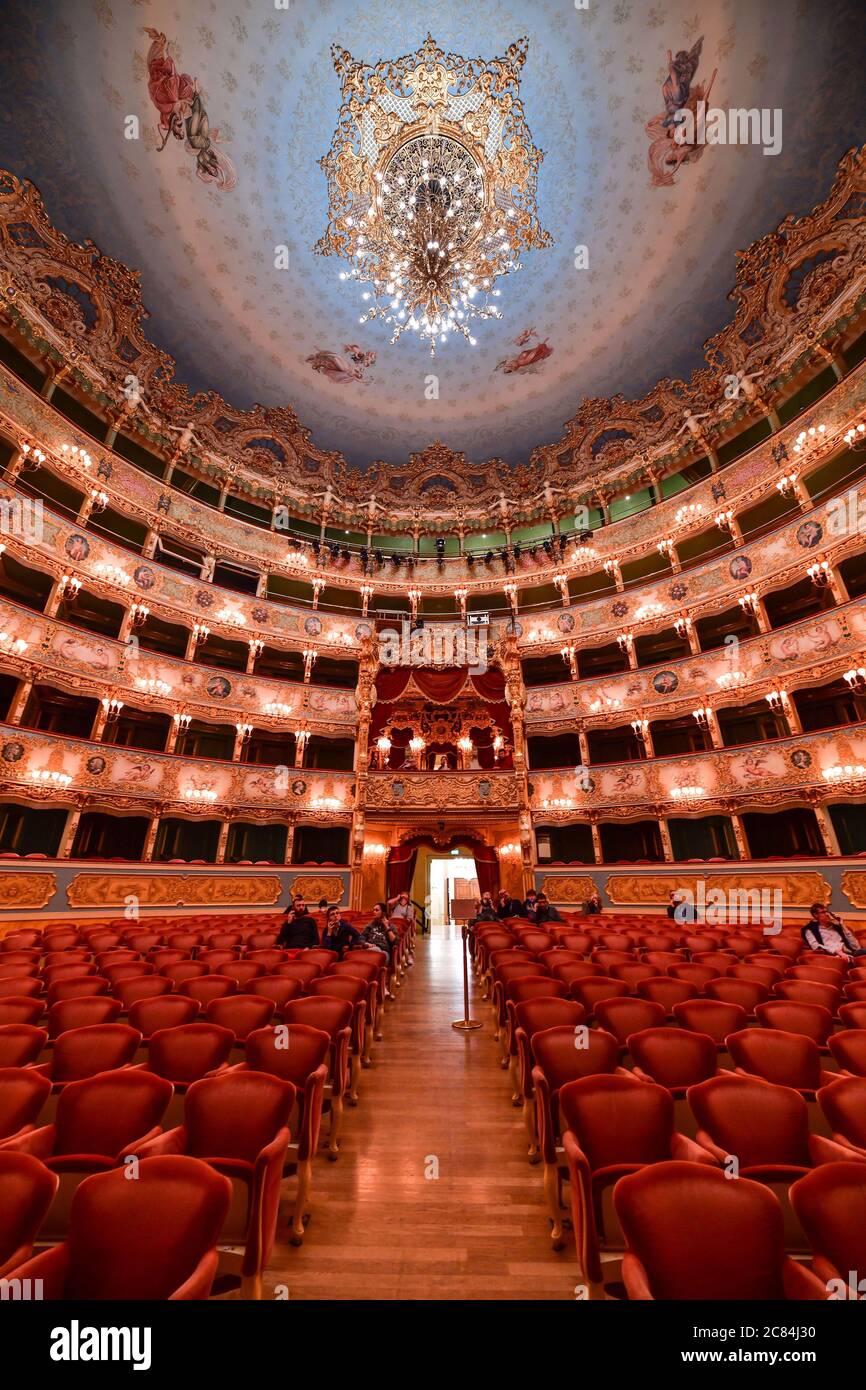 Italy: Venice. Interior of the Teatro La Fenice (The Phoenix), an opera house built in the XVIIIth century in neo-classical style Stock Photo