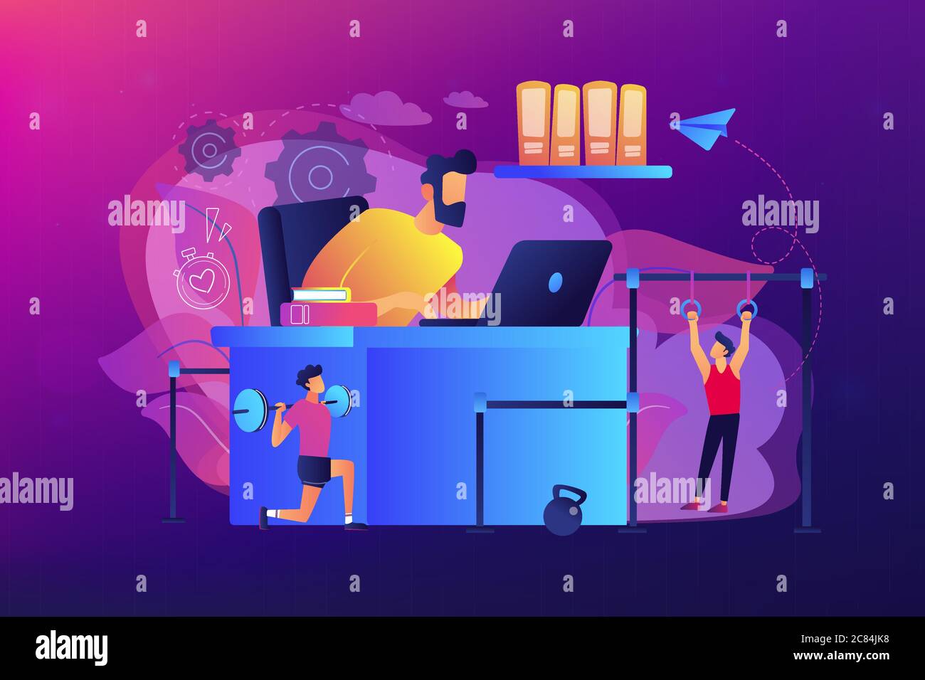 Fitness-focused workspace concept vector illustration Stock Vector ...