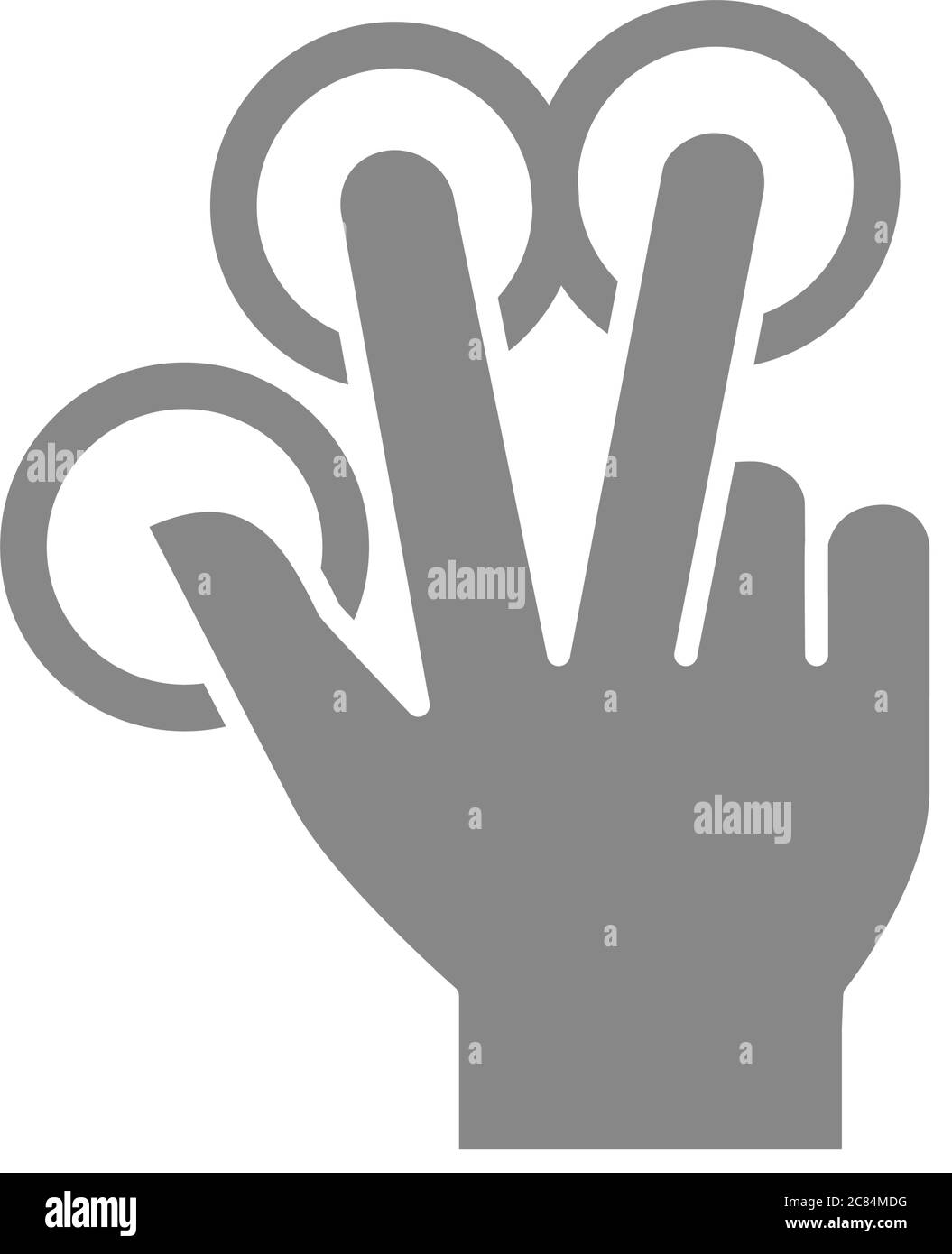 Multitouch for three fingers grey icon. Touch screen finger gesture symbol Stock Vector