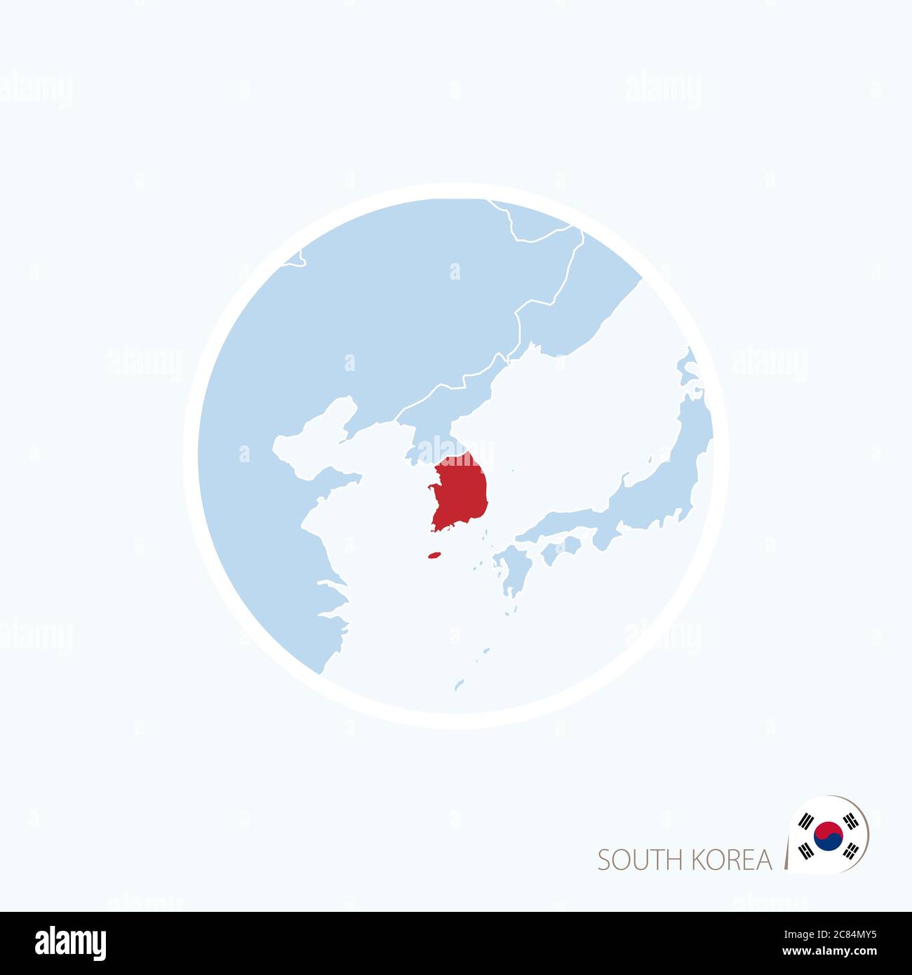 Korea In Map Of Asia Map Icon Of South Korea. Blue Map Of East Asia With Highlighted South Korea  In Red Color. Vector Illustration Stock Vector Image & Art - Alamy