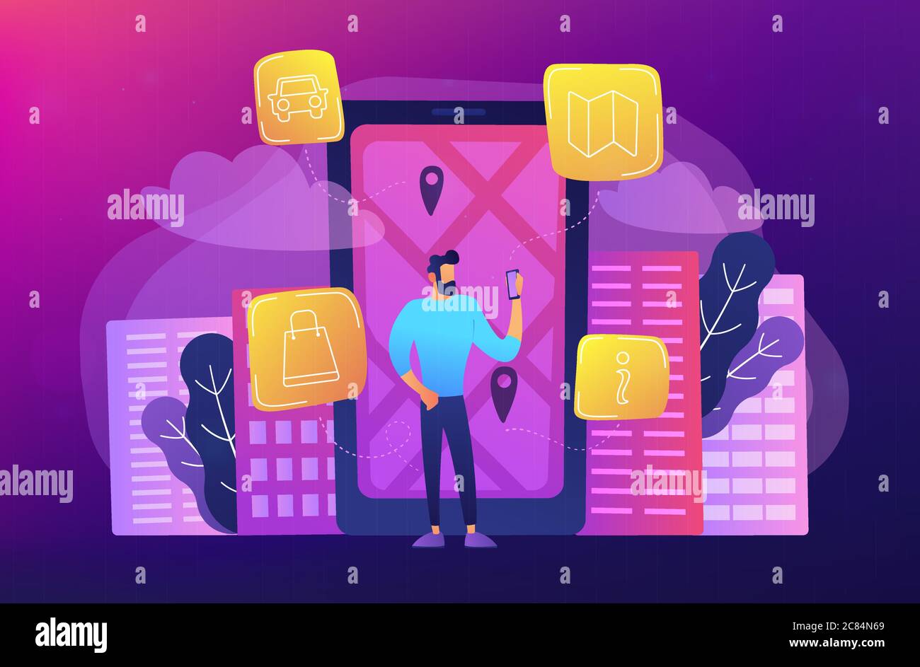 Digital city guide and smart city concept illustration Stock Vector