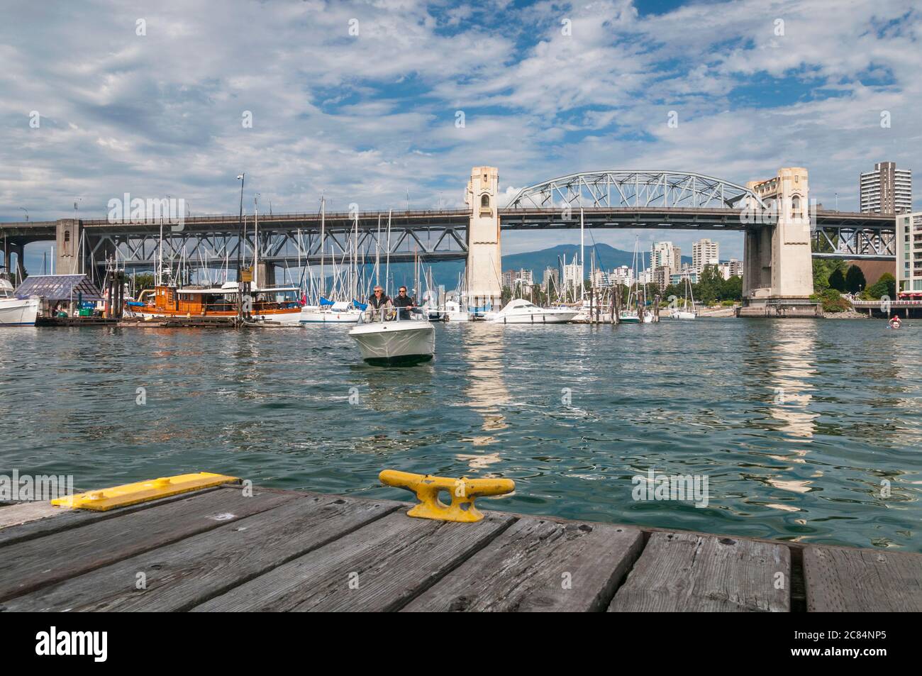 Burrard Bridge, Granville Island, Vancouver, British Columbia, Canada. Stock Photo