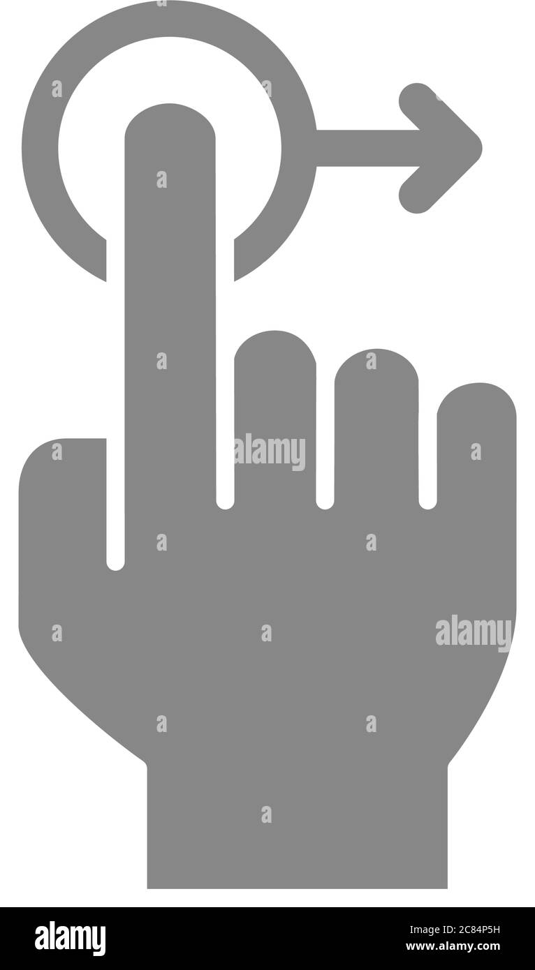 One-touch and swipe right grey icon. Touch screen hand gesture symbol Stock Vector