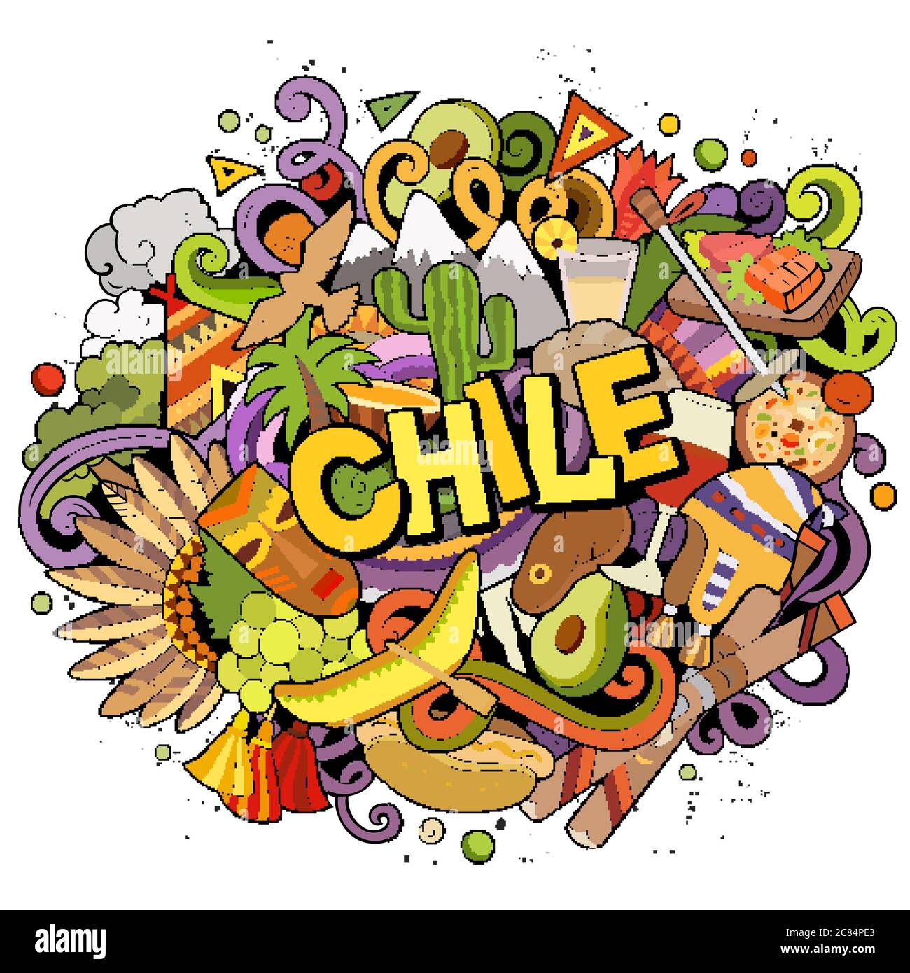 Chile hand drawn cartoon doodles illustration. Funny design Stock ...