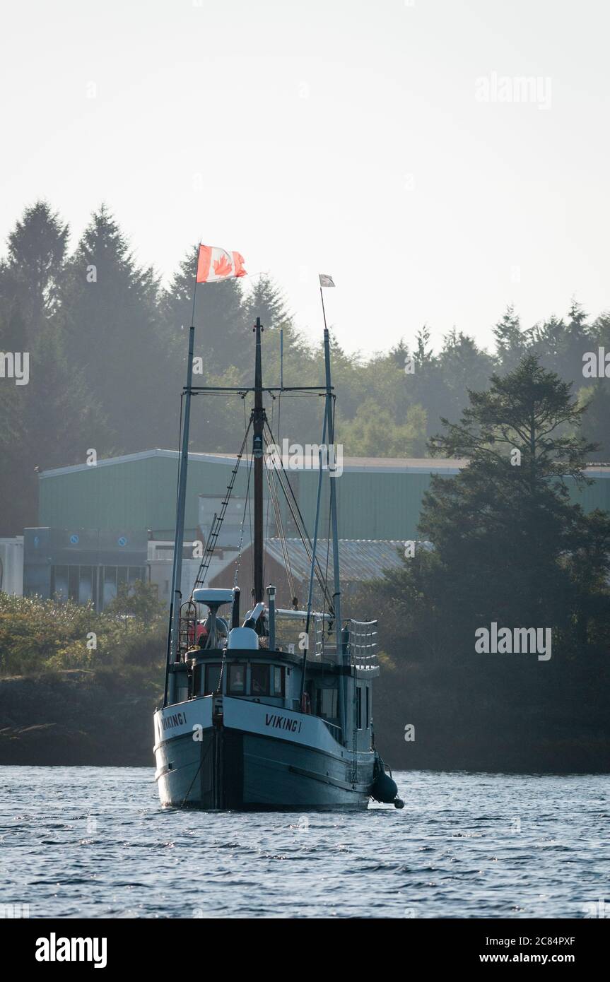 Trawler, Ucluelet Inlet, Vancouver Island, British Columbia, Canada. Stock Photo