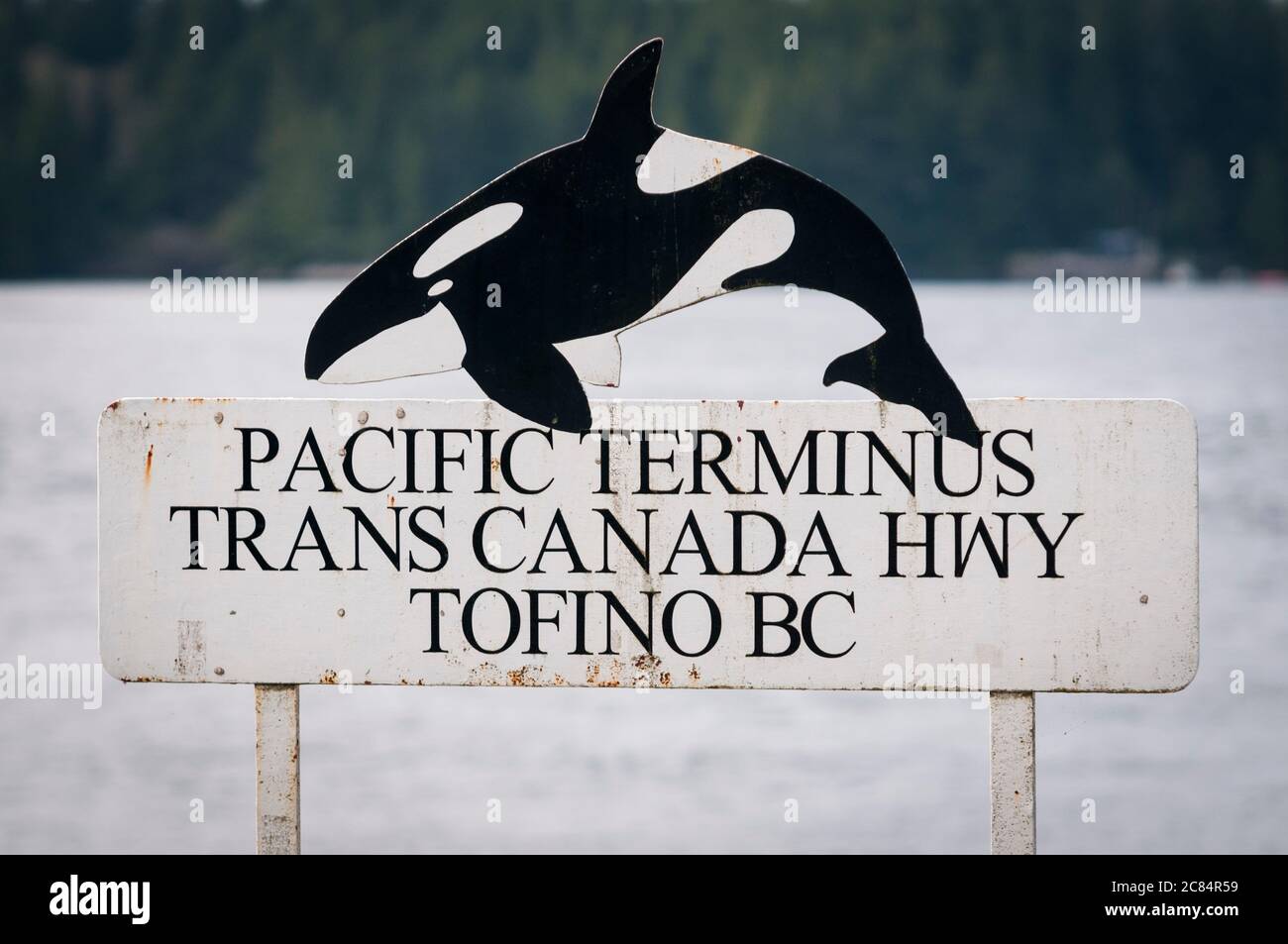 Pacific Terminus of the TransCanada Highway, Tofino, Vancouver Island, British Columbia, Canada