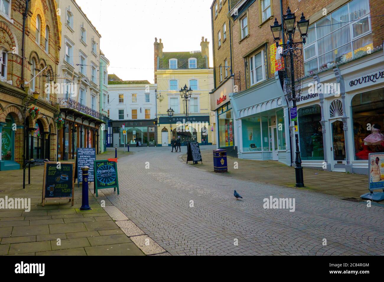 Deserted,Seaside Town,Rendezvous Street,in,Winter,Folkestone,Kent,England Stock Photo
