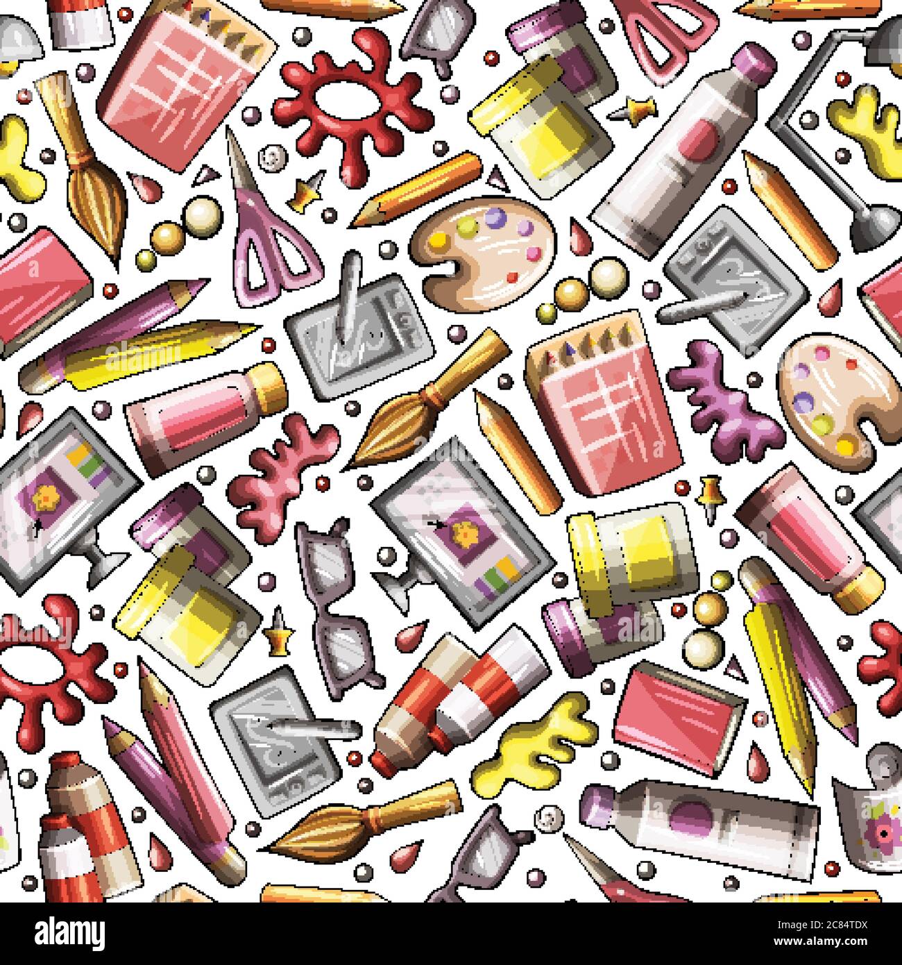 Cartoon cute hand drawn Design and Art seamless pattern Stock Vector ...