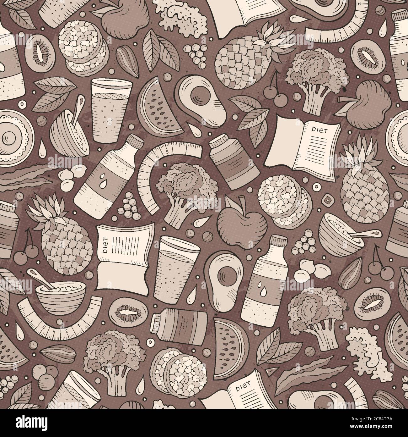 Cartoon hand-drawn Diet food seamless pattern Stock Vector Image & Art ...