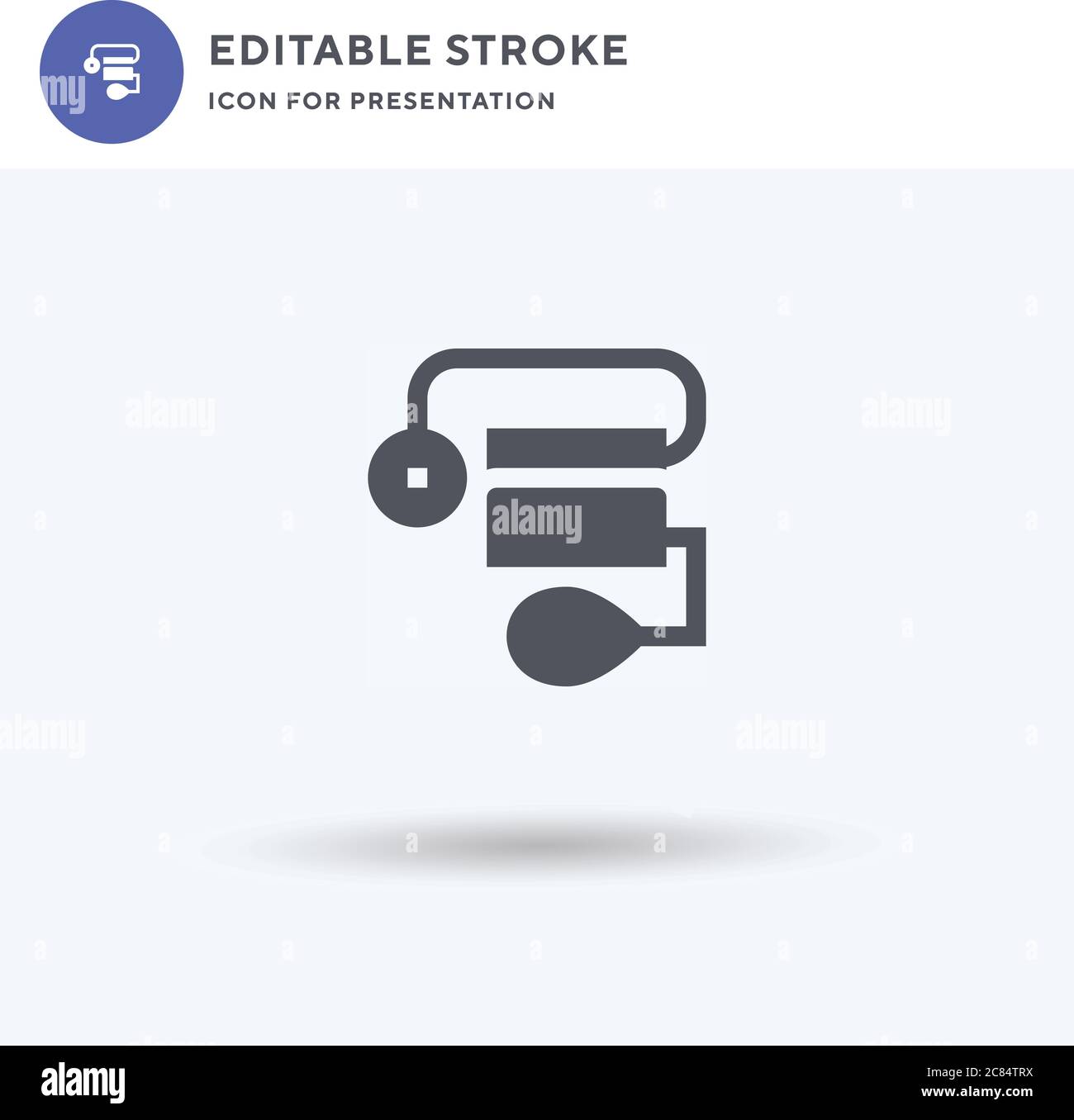 Sphygmomanometer icon vector, filled flat sign, solid pictogram isolated on white, logo illustration. Sphygmomanometer icon for presentation. Stock Vector
