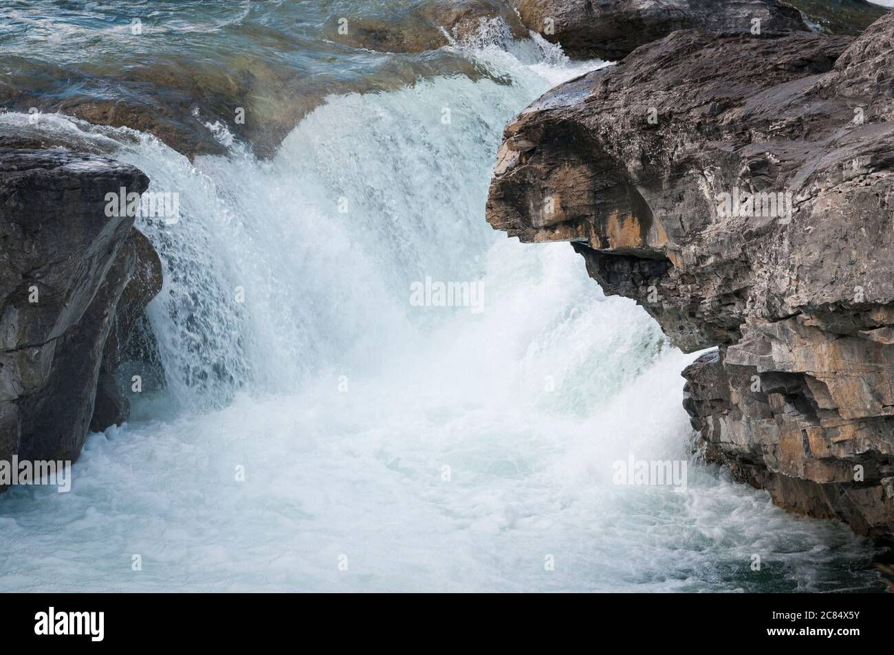 The Elbow River at Elbow Falls, Bragg Creek, Alberta, Canada. Stock Photo