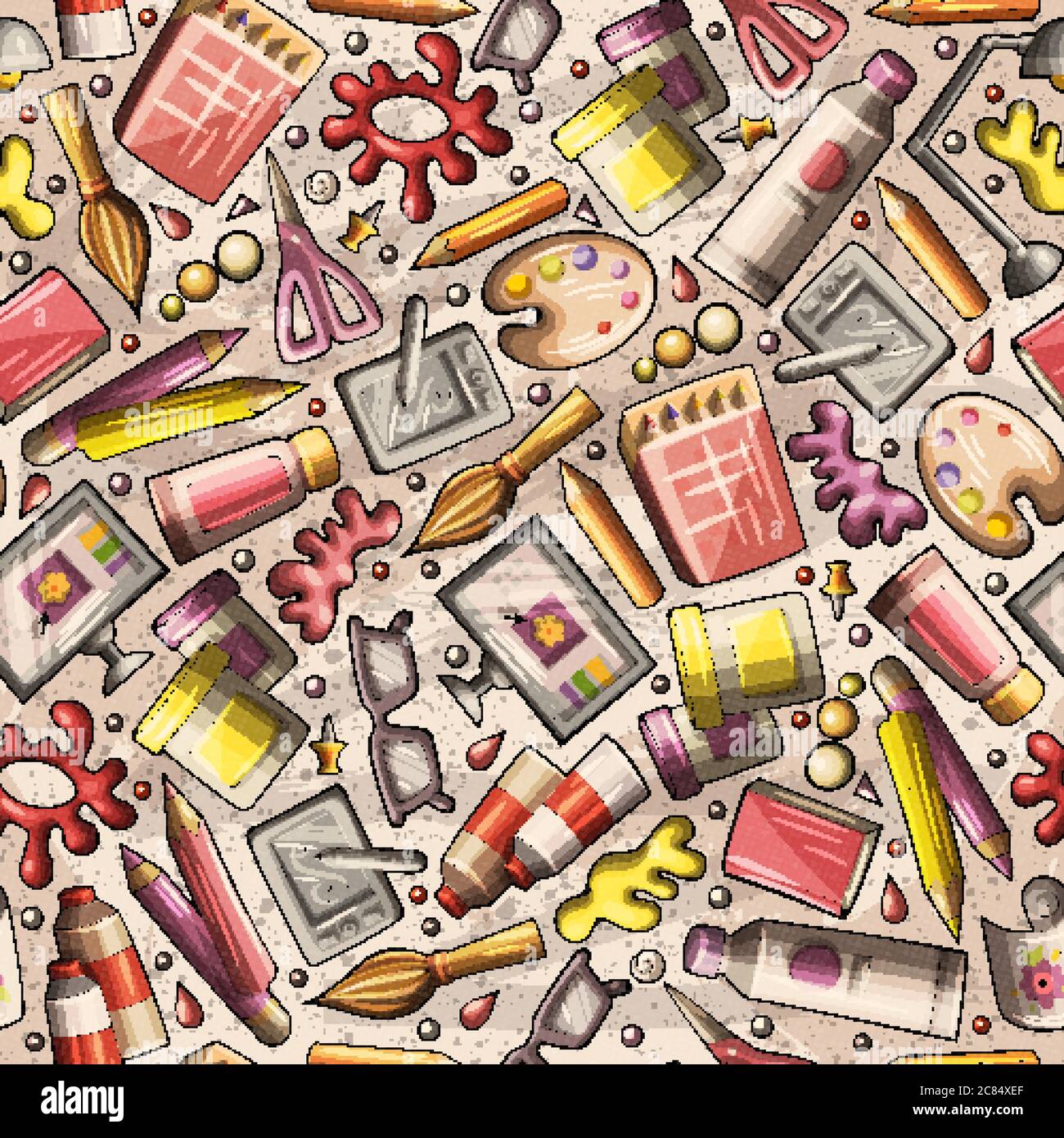 Cartoon cute hand drawn Design and Art seamless pattern Stock Vector ...