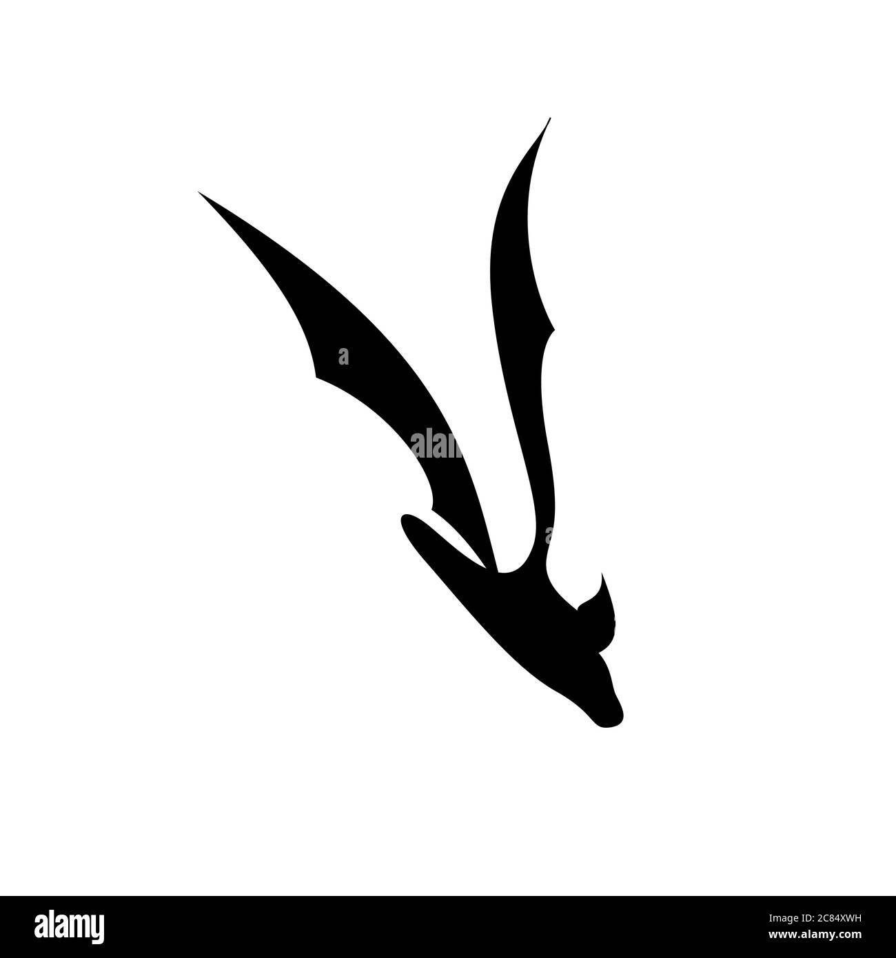 vector illustration of a black silhouette of a bat in flight Stock ...