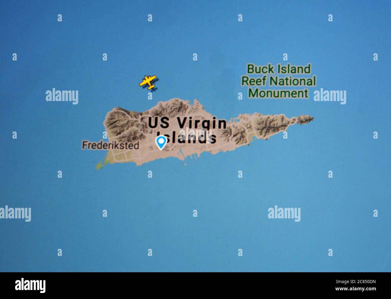 air traffic over US Virgin islands ( 21 july 2020, UTC 12.31), on Internet with Flightradar 24 site, during the Coronavirus Pandemic Stock Photo
