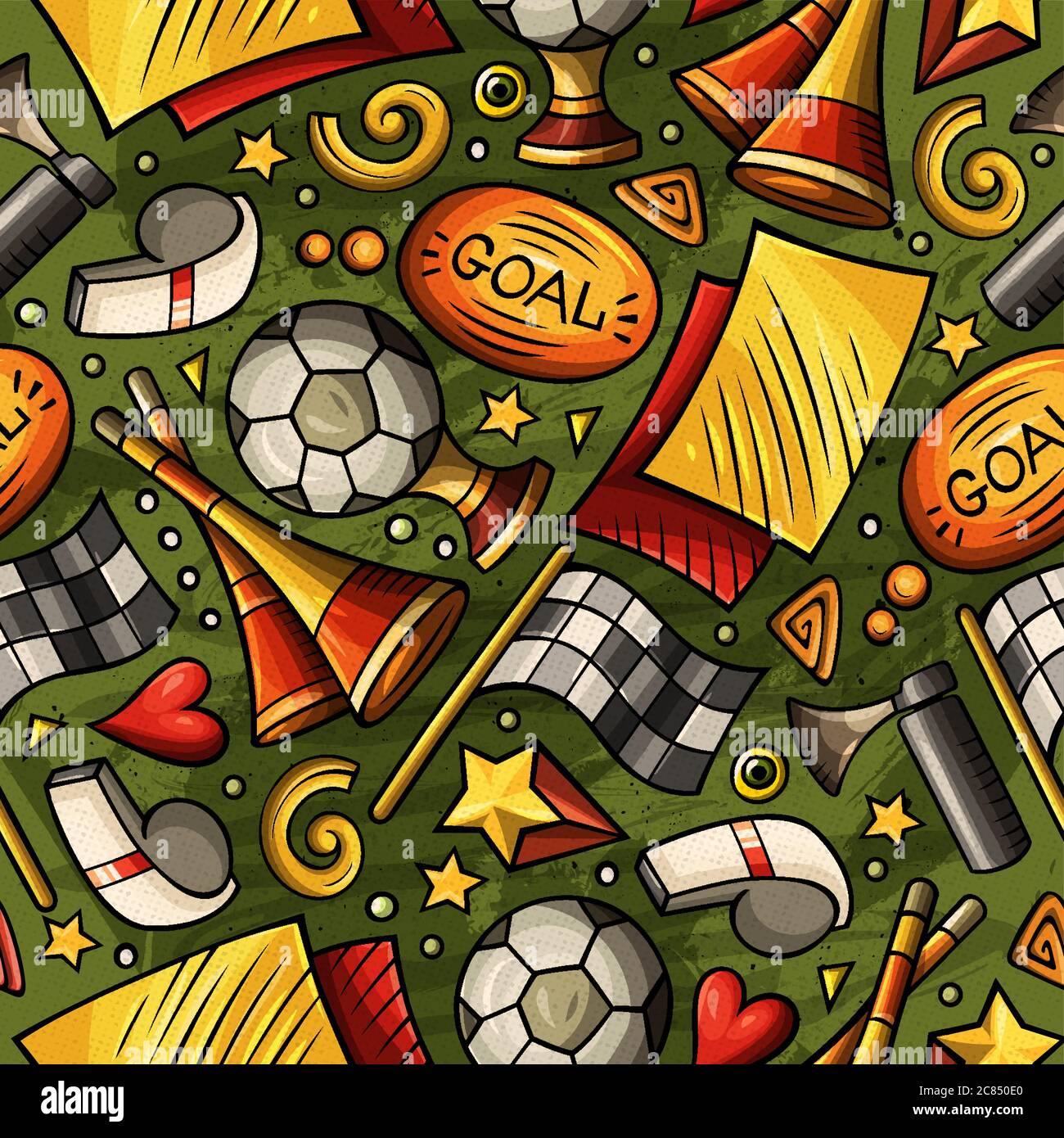 Cartoon hand-drawn Soccer seamless pattern Stock Vector Image & Art - Alamy