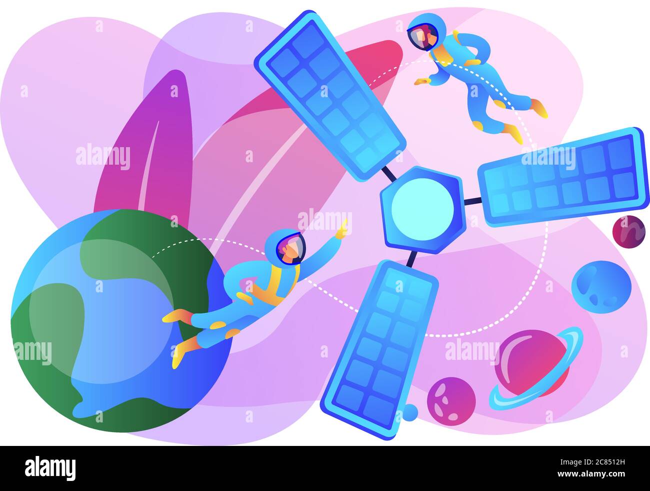 Satellite Launch Concept Vector Illustration Stock Vector Image Art